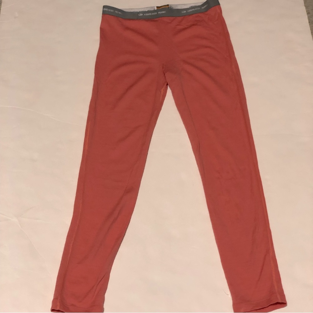 Icebreaker Kids Leggings in coral with Gray Waistband